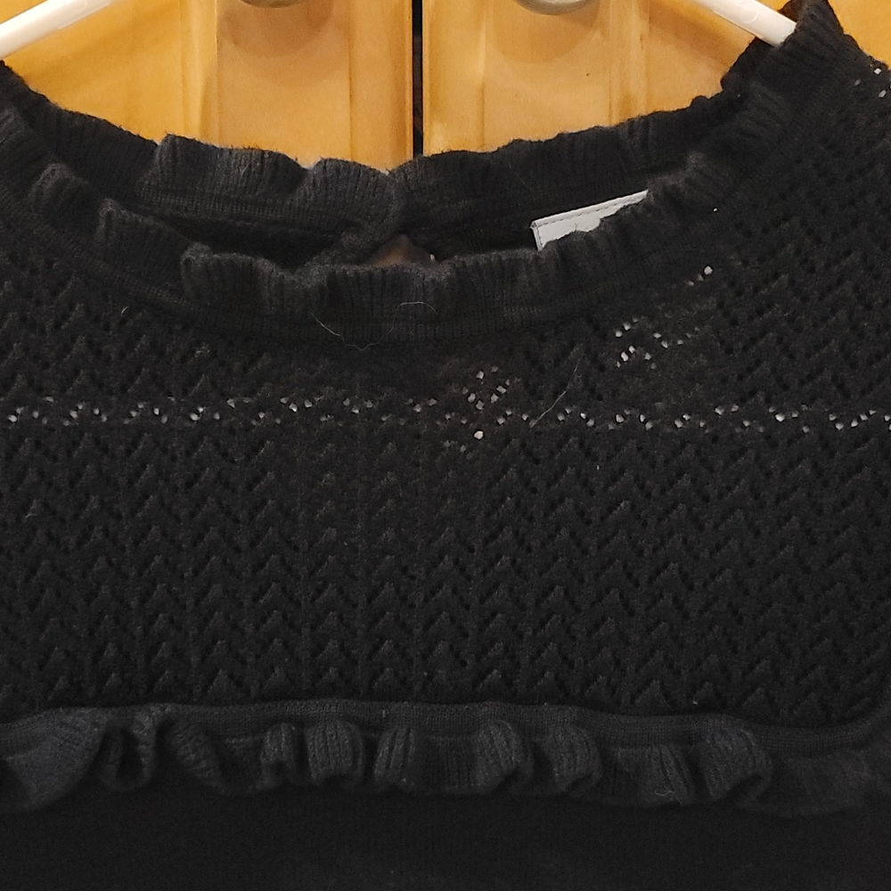 Black Knit Ruffle Sweater - Picture 2 of 4
